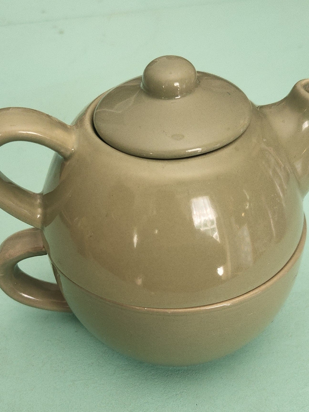 Ceramic Tea For One Set in Olive Green